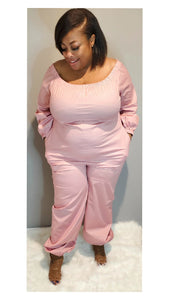Lady in Pink Jumpsuit